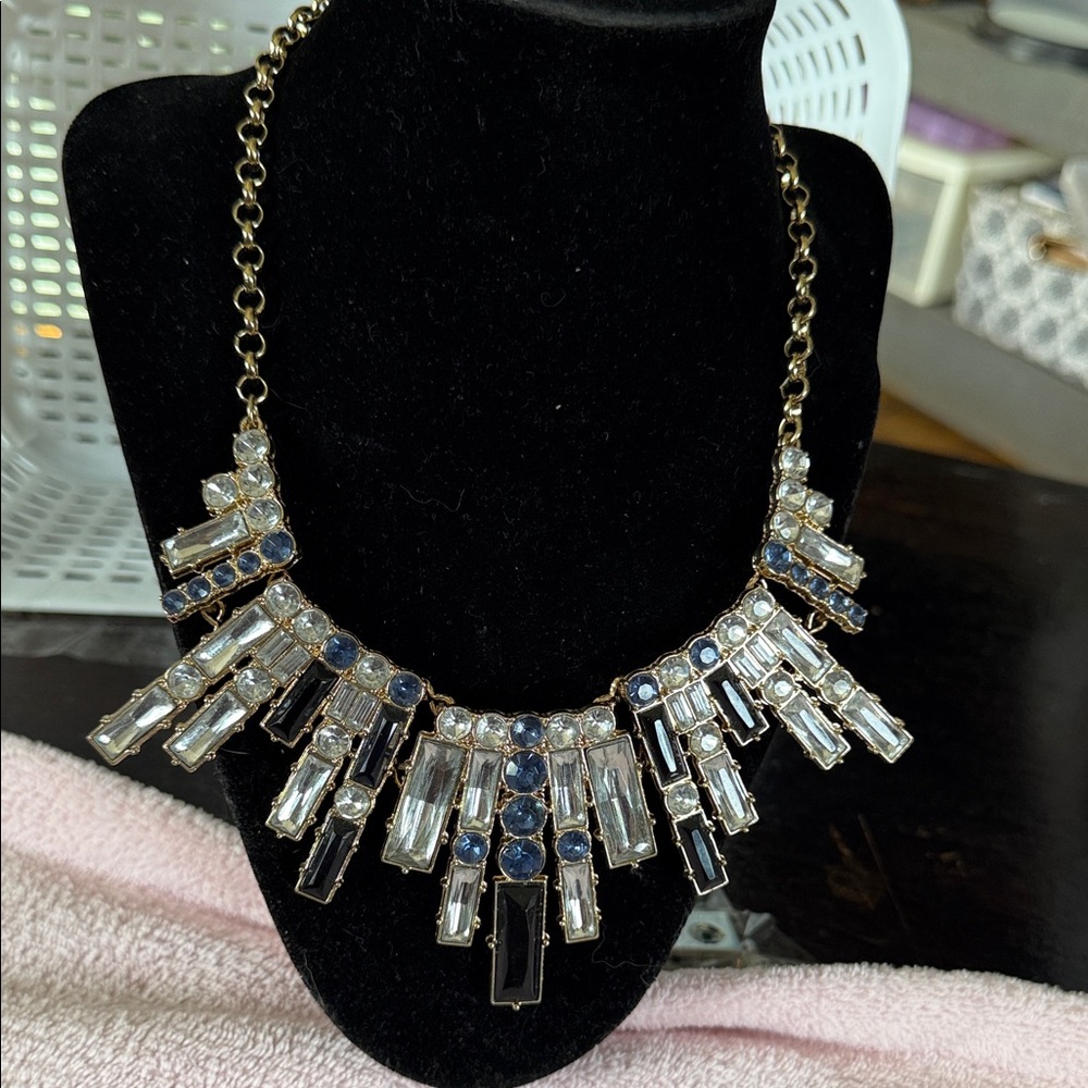 Elegant Gold and Blue Statement Necklace